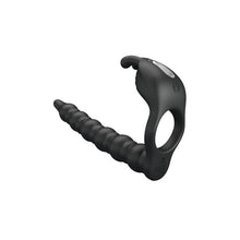 Strap-On PRETTYLOVE - Blackney, cu dubla penetrare, si stimularea clitorisului, 7 functii vibrare, negru