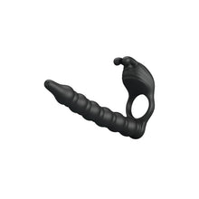Strap-On PRETTYLOVE - Blackney, cu dubla penetrare, si stimularea clitorisului, 7 functii vibrare, negru