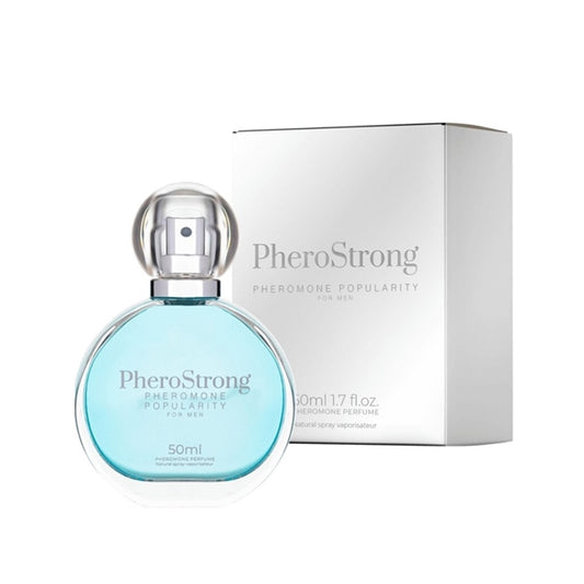 Parfum cu feromoni PHEROSTRONG Popularity For Men, pentru bărbați, note de bergamotă, salvie și brad, 50 ml