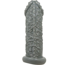 Manson PrettyLove - Realistic, cu striati, pentru extensia penisului, 13 cm, gri inchis