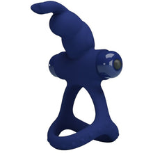 Inel pentru penis PrettyLove Rabbit - Powerful Ring, pentru imbunatatirea performantelor sexuale si stimularea clitorisului, din silicon, albastru