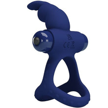 Inel pentru penis PrettyLove Rabbit - Powerful Ring, pentru imbunatatirea performantelor sexuale si stimularea clitorisului, din silicon, albastru
