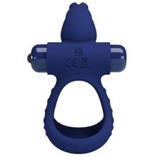 Inel pentru penis PrettyLove Rabbit - Powerful Ring, pentru imbunatatirea performantelor sexuale si stimularea clitorisului, din silicon, albastru