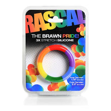 Inel pentru penis RASCAL The Brawn Pride!, din silicon, pentru erecții puternice, diametru 4.4 cm, design în culorile curcubeului