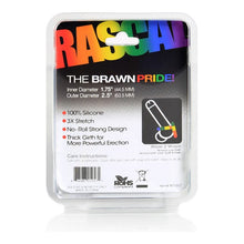 Inel pentru penis RASCAL The Brawn Pride!, din silicon, pentru erecții puternice, diametru 4.4 cm, design în culorile curcubeului