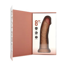 Dildo vibrator REALROCK 8" Realistic Vibrating Dildo, 10 funcții de vibrație, bază cu ventuză pentru fixare, 20.3 cm, culoare caramel