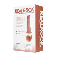 Vibrator REALROCK 8" Vibrating & Rotating Dildo, cu funcție de rotație, design realist cu testicule, 20.3 cm, culoare caramel