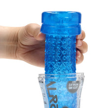 Masturbator manual REALROCK Crystal Clear Easy Rider, texturat pentru stimulare intensă, din TPE, rezistent la apă, albastru