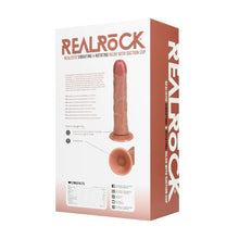 Vibrator REALROCK Vibrating & Rotating Dildo 8”, cu funcții de vibrație și rotație, bază cu ventuză, 20.3 cm, caramel