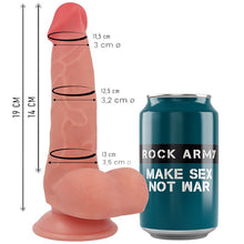 Dildo ROCK ARMY Liquid Silicone Fox, bază cu ventuză pentru fixare, din silicon hipoalergenic, lungime 19 cm, culoarea pielii