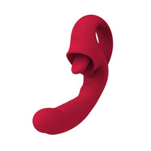 Vibrator dublu ROUGE VELVET Serena, pentru clitoris și punctul G, cu simulare sex oral, 10 funcții de vibrații ultra-puternice, roșu