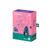 Inel vibrator SATISFYER - Mighty, control prin aplicatie, pentru stimularea erectiei, albastru