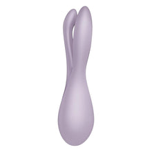 Stimulator clitoris și labii SATISFYER Threesome 2, cu 3 capete, 12 funcții de vibrație, rezistent la apă IPX7, mov violet