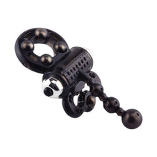 Inel vibrator pentru penis SCREAMING O Man Spark, cu inel pentru testicule, vibrator bullet și bile metalice, negru