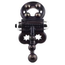 Inel vibrator pentru penis SCREAMING O Man Spark, cu inel pentru testicule, vibrator bullet și bile metalice, negru