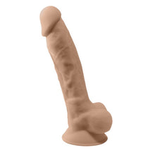 Dildo vibrator SILEX-D 8” Model 1, realist cu testicule, control prin telecomandă, 10 funcții de vibrații, 20 cm, culoarea pielii