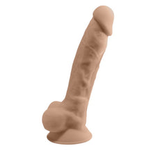 Dildo vibrator SILEX-D 8” Model 1, realist cu testicule, control prin telecomandă, 10 funcții de vibrații, 20 cm, culoarea pielii