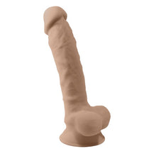 Dildo vibrator SILEX-D 8” Model 1, realist cu testicule, control prin telecomandă, 10 funcții de vibrații, 20 cm, culoarea pielii