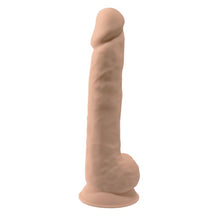 Dildo SILEX-D 15” Model 1, design realist cu testicule, reactiv la căldură, bază cu ventuză, lungime 38 cm, culoarea pielii