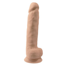 Dildo SILEX-D 15” Model 1, design realist cu testicule, reactiv la căldură, bază cu ventuză, lungime 38 cm, culoarea pielii