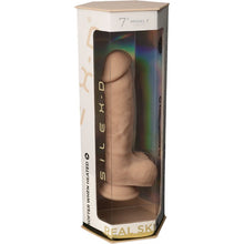 Dildo SILEX-D 7” Model 1, design realist cu testicule, reactiv la căldură, bază cu ventuză, lungime 17.8 cm, culoarea pielii