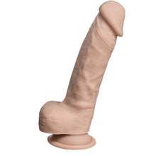 Dildo SILEX-D 7” Model 1, design realist cu testicule, reactiv la căldură, bază cu ventuză, lungime 17.8 cm, culoarea pielii