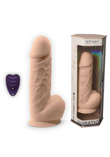 Vibrator SILEX-D 8.5” Model 1, realist cu testicule, control prin telecomandă, 10 funcții de vibrații, 21.5 cm, culoarea pielii