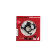 Inel pentru penis S-LINE BadBat, din silicon, în formă de liliac, cu vibrator bullet inclus pentru stimularea clitorisului, negru
