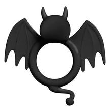 Inel pentru penis S-LINE BadBat, din silicon, în formă de liliac, cu vibrator bullet inclus pentru stimularea clitorisului, negru