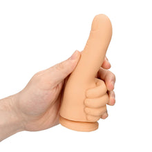 Dildo S-LINE BY SHOTS Thumbs up, în formă de deget, din silicon lichid, cu bază cu ventuză pentru fixare, lungime 17 cm, culoarea pielii