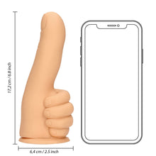 Dildo S-LINE BY SHOTS Thumbs up, în formă de deget, din silicon lichid, cu bază cu ventuză pentru fixare, lungime 17 cm, culoarea pielii