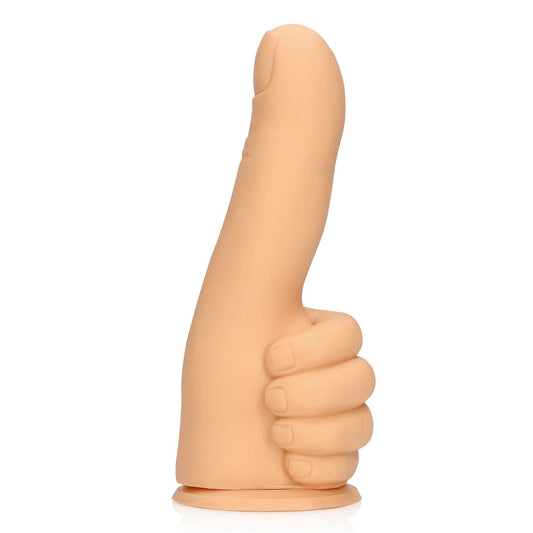 Dildo S-LINE BY SHOTS Thumbs up, în formă de deget, din silicon lichid, cu bază cu ventuză pentru fixare, lungime 17 cm, culoarea pielii