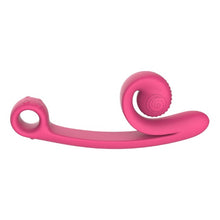 Vibrator dublu SNAIL VIBE Curve, cu striații și stimulator clitoris curbat, 600+ combinații de vibrații și viteze, silențios, roz
