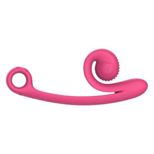Vibrator dublu SNAIL VIBE Curve, cu striații și stimulator clitoris curbat, 600+ combinații de vibrații și viteze, silențios, roz