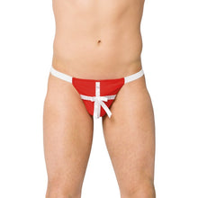 Chilot tanga bărbați SOFTLINE Thong 4439, lenjerie sexy cu design de cadou cu fundă, roșu și alb, mărime S/L