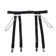Lenjerie sexy 2 piese SUBBLIME Body with Chains, Teddy din plasă cu lanțuri + Portjartier, culoare negru, mărime S/M, model 954260
