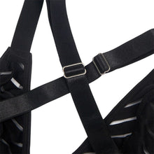 Lenjerie sexy 2 piese SUBBLIME Body with Garter Belt, Teddy cu model geometric + Portjartier, culoare negru, mărime L/XL, model 954154