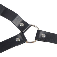 Ham feminin SUBBLIME Bondage Leather Strap, pentru jocuri BDSM, cu căluș și cleme pentru sâni, negru, mărime universală (953720)