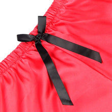 Pijamale sexy SUBBLIME Casual Silk Nightgown, maiou din dantelă + pantaloni scurți din satin, negru cu roșu, mărime S/M, model 953959