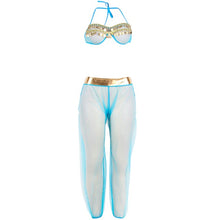 Costum sexy SUBBLIME India Style, set cu sutien, șalvari și accesorii, culoare albastru cu auriu, mărime L/XL (model D-239900)