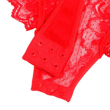 Lenjerie sexy SUBBLIME Teddy with Garter, body din dantelă cu bretele și portjartier, culoare roșu, marime L/XL