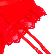 Lenjerie sexy SUBBLIME Teddy with Garter, body din dantelă cu bretele și portjartier, culoare roșu, marime L/XL