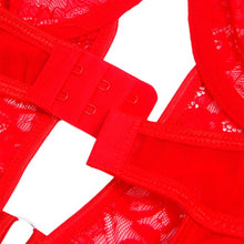 Lenjerie sexy SUBBLIME Teddy with Garter, body din dantelă cu bretele și portjartier, culoare roșu, marime L/XL