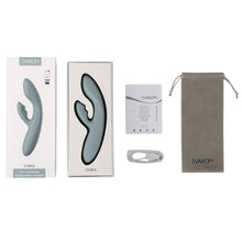 Vibrator rabbit SVAKOM CHIKA, pentru clitoris și punctul G, control prin aplicație, cu funcție de încălzire, 6 funcții de vibrație, verde