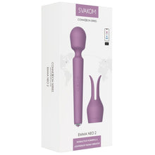 Aparat de masaj interactiv SVAKOM Emma Neo 2, vibrator wand cu funcție de încălzire, control prin aplicație, mov