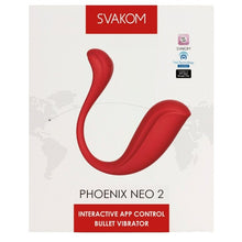 Vibrator dublu SVAKOM Phoenix Neo 2, cu control prin aplicație, 11 funcții de vibrație, funcție interactivă cu camera web, roșu