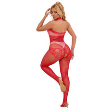 Lenjerie bodystocking Subblime - Crotchless, model 952372, tip plasa, rosu, marime universala