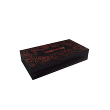 Curea TABOOM Bondage Belt Wild Roses pentru jocuri erotice BDSM, cu trandafiri decorativi, din piele ecologică, negru cu roșu, L/XL/XXL