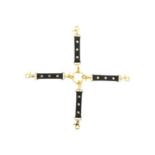Set TABOOM Hogtie Vogue pentru jocuri erotice BDSM, strânge mâinile și picioarele la spate, culoare negru cu auriu
