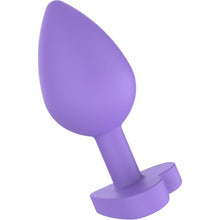 Plug anal TOYJOY Anal Play Booty Sweethearts, cu mesaj „Secret Entrance” pe baza în formă de inimă, diametru 3.5 cm, mov